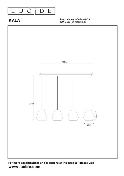 Lucide KALA Hanglamp - Taupe