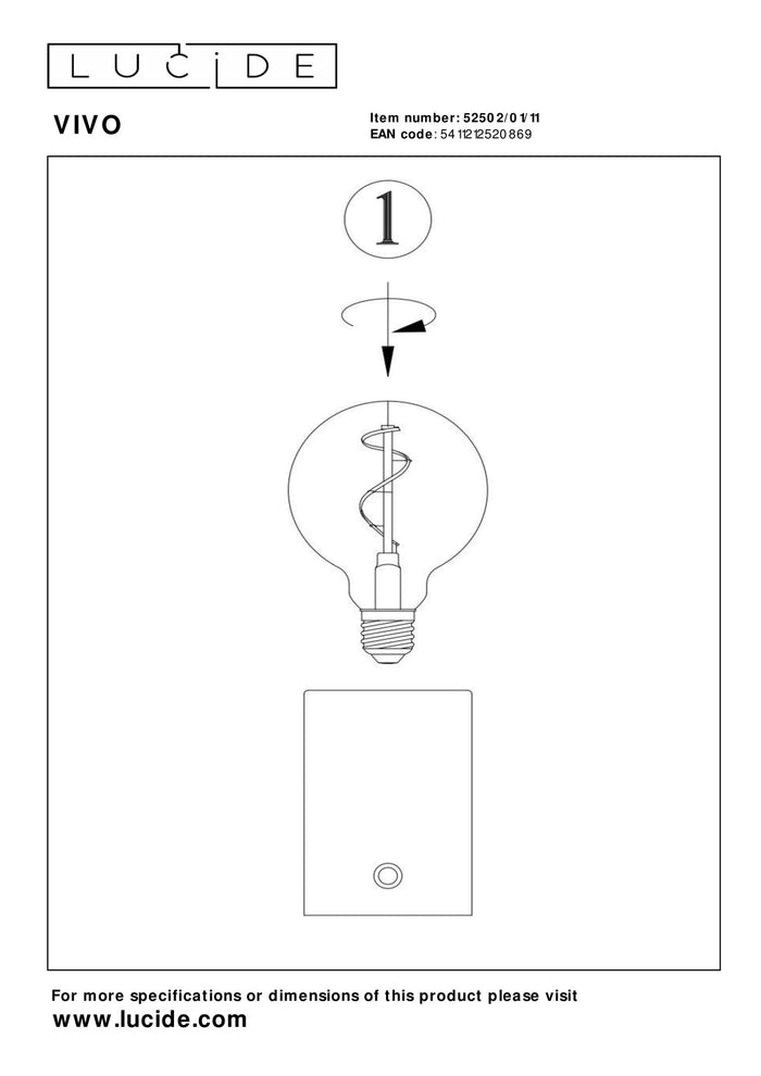 Lucide VIVO Tafellamp - Chroom