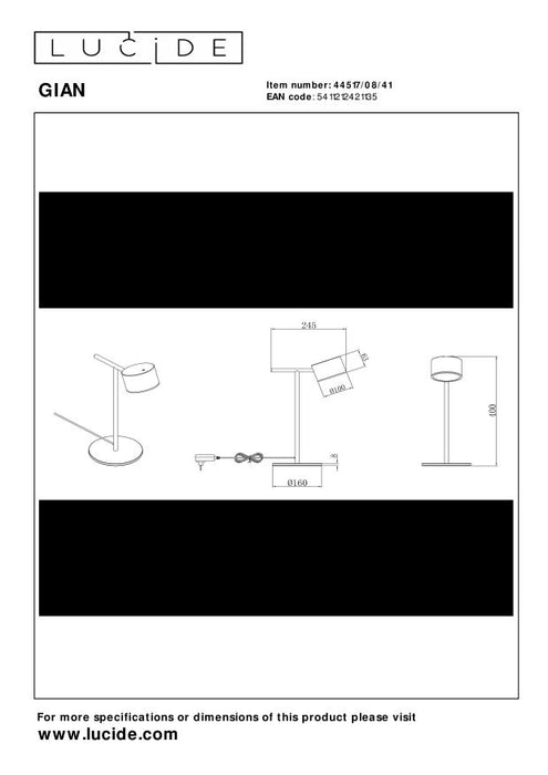 Lucide GIAN Tafellamp - Taupe
