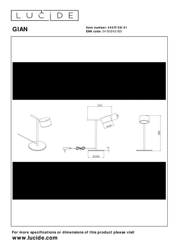 Lucide GIAN Tafellamp - Taupe