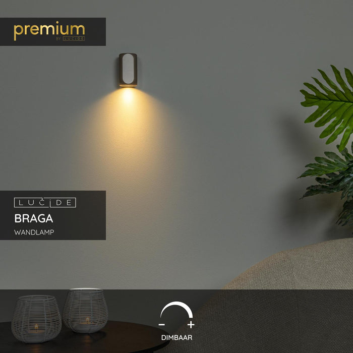 Lucide Premium BRAGA Wandlamp - Koffie
