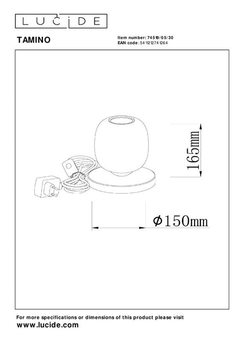 Lucide TAMINO Tafellamp - Zwart