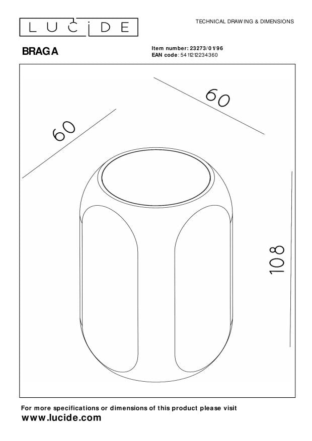 Lucide Premium BRAGA Wandlamp - Koffie