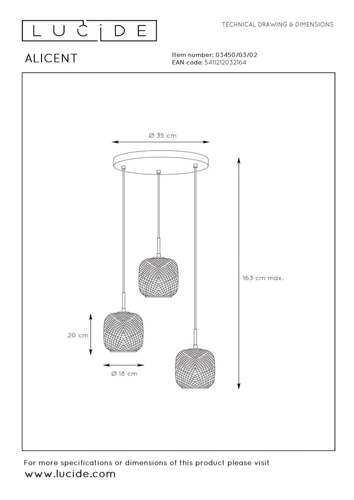 Lucide ALICENT Hanglamp - Mat Goud | Messing
