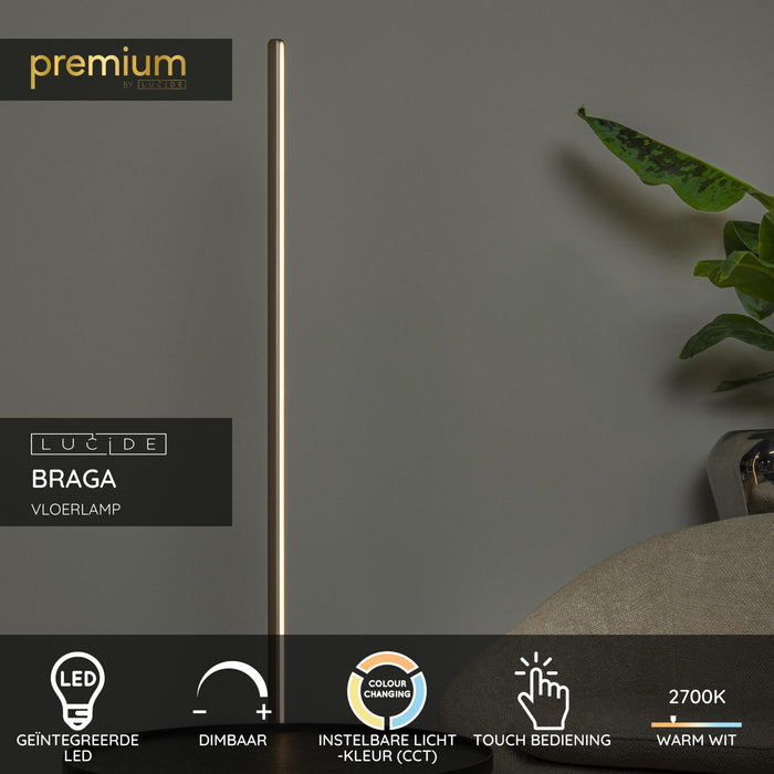 Lucide Premium BRAGA Vloerlamp - Koffie