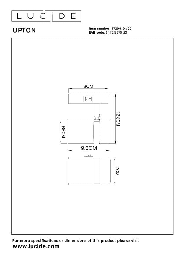 Lucide UPTON Wandlamp - Fumé