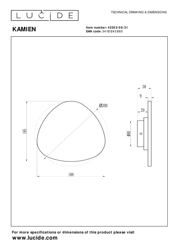 Lucide Premium KAMIEN Wandlamp - Wit