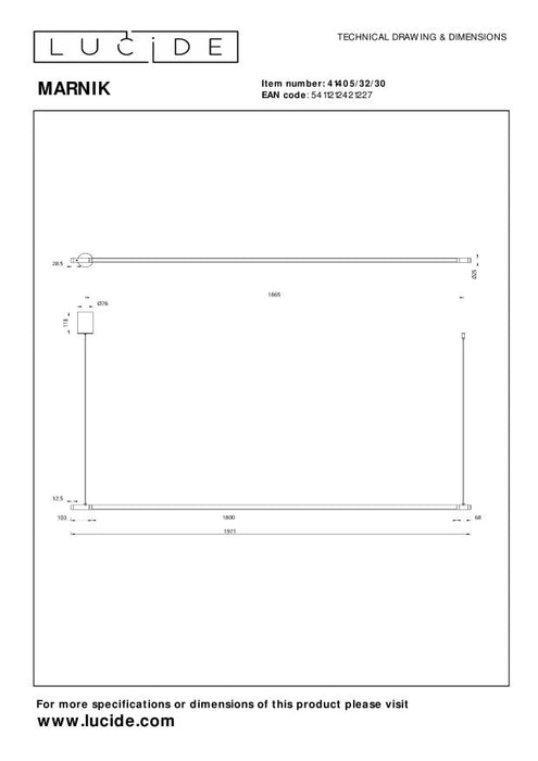 Lucide Premium MARNIK Hanglamp - Zwart