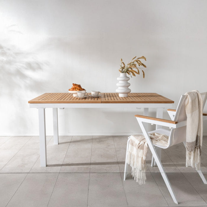 Fjôrd - Eettafel Wit 160|240cm - Teakhout - Panama