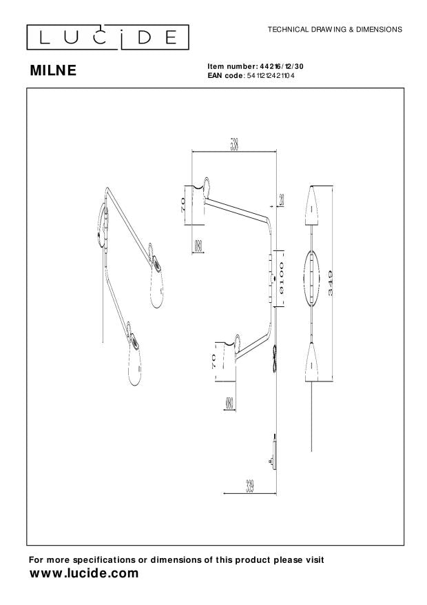Lucide MILNE Wandlamp - Zwart