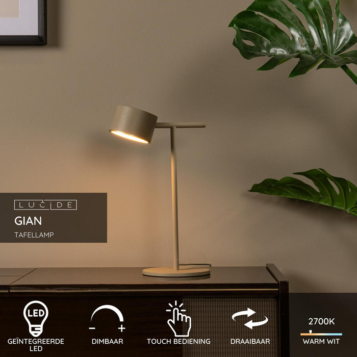 Lucide GIAN Tafellamp - Taupe