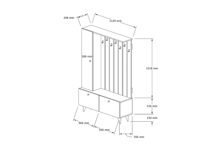 Giga Meubel - Garderobemeubel Walnoot Hout - 112x35x170cm - Lala