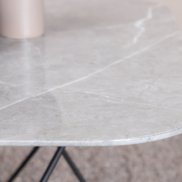 Fjôrd - Salontafel Grijs Marmerlook 80cm - Glas - Tristar