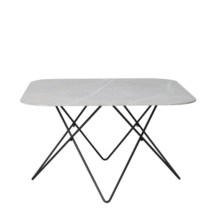 Fjôrd - Salontafel Grijs Marmerlook 80cm - Glas - Tristar