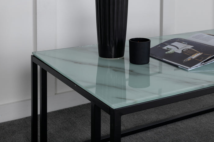 Fjôrd - Salontafel Zwart Glas 120cm - Marmer - Rock
