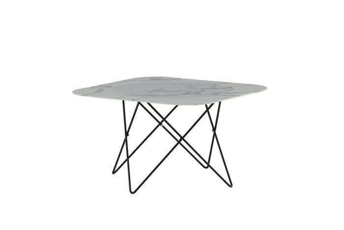 Fjôrd - Salontafel Wit Marmerlook 80cm - Glas - Tristar
