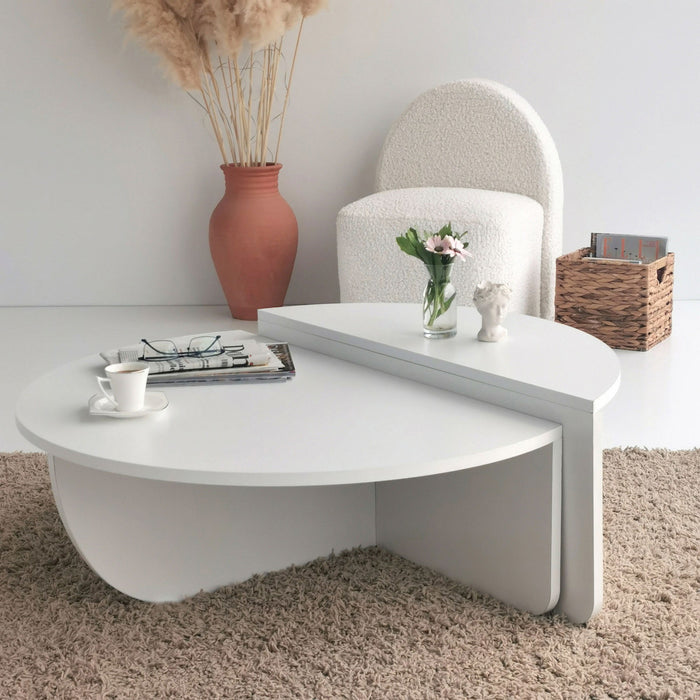 Giga Meubel - Salontafel Melamine Wit Rond - Ø90x35cm - Podium