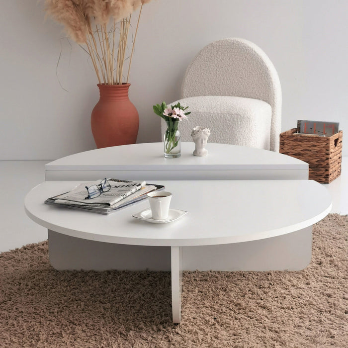 Giga Meubel - Salontafel Melamine Wit Rond - Ø90x35cm - Podium