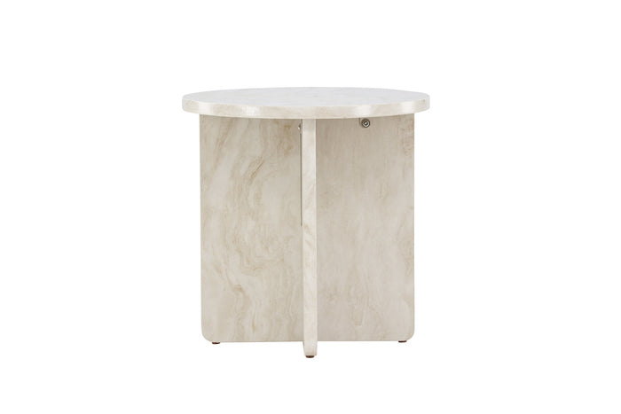 Fjôrd - Bijzettafel Beige Ø50cm - MDF - Ålesund