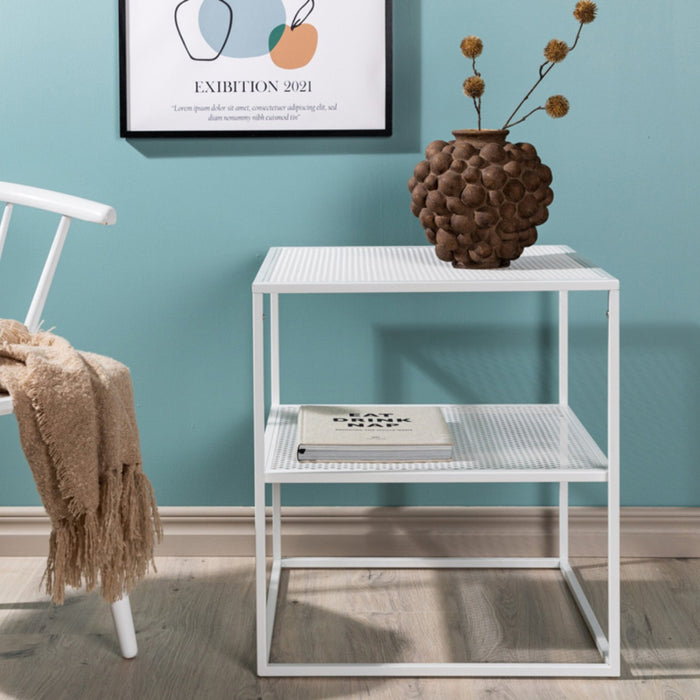 Fjôrd - Bijzettafel Wit 65cm - Staal - Netz
