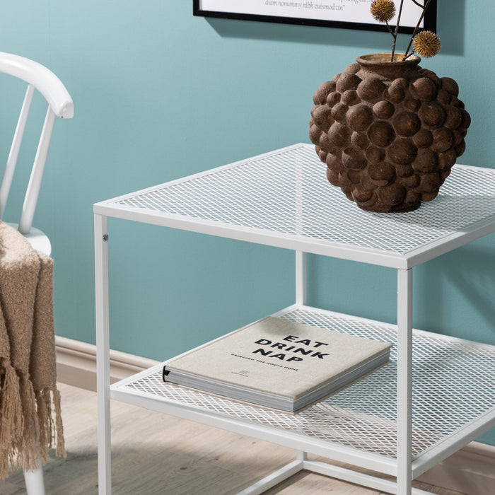 Fjôrd - Bijzettafel Wit 65cm - Staal - Netz