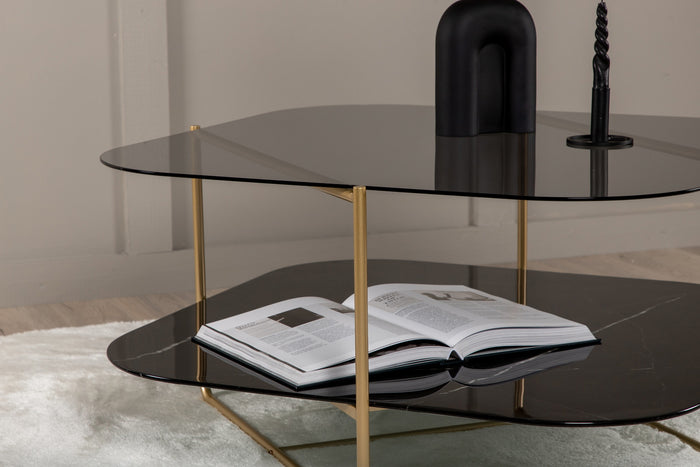 Fjôrd - Salontafel Goud 85cm - Glas - Un-line