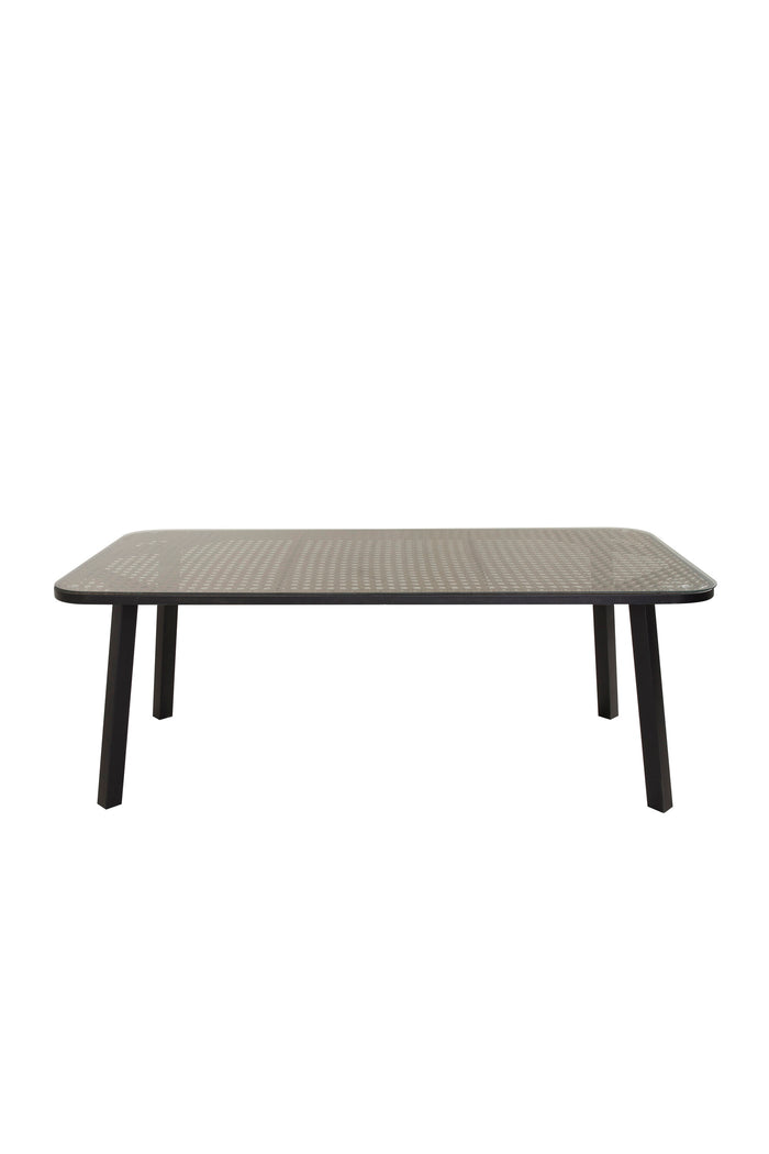 Fjôrd - Tuintafel Zwart Wicker 200cm - Glas - Paola