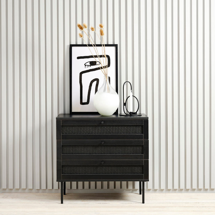 Rebellenclub Berley Dressoir met Lades - Zwart met Rattan