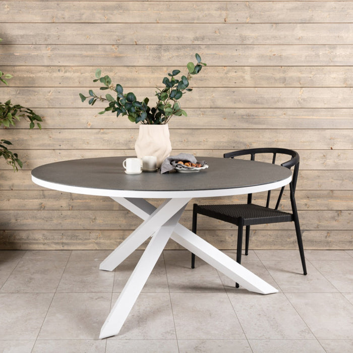 Fjôrd - Tuintafel Wit|Grijs Ø140cm - Steen - Copacabana