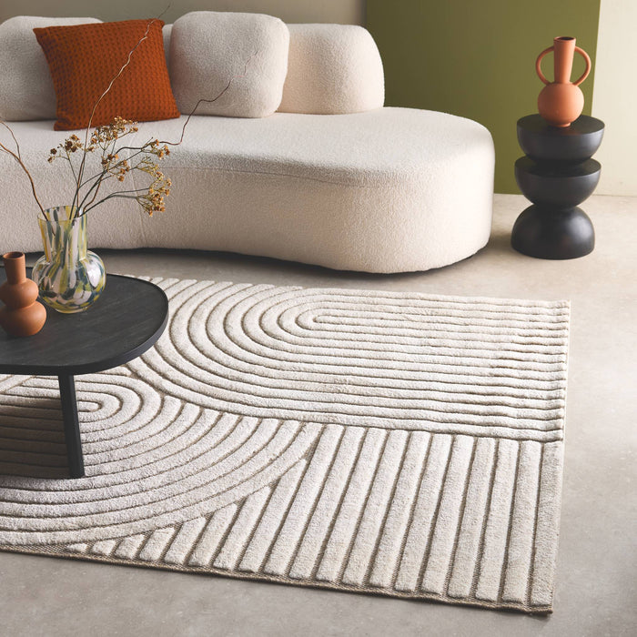 sweeek - Interieur tapijt met etnische bogen, beige en crème