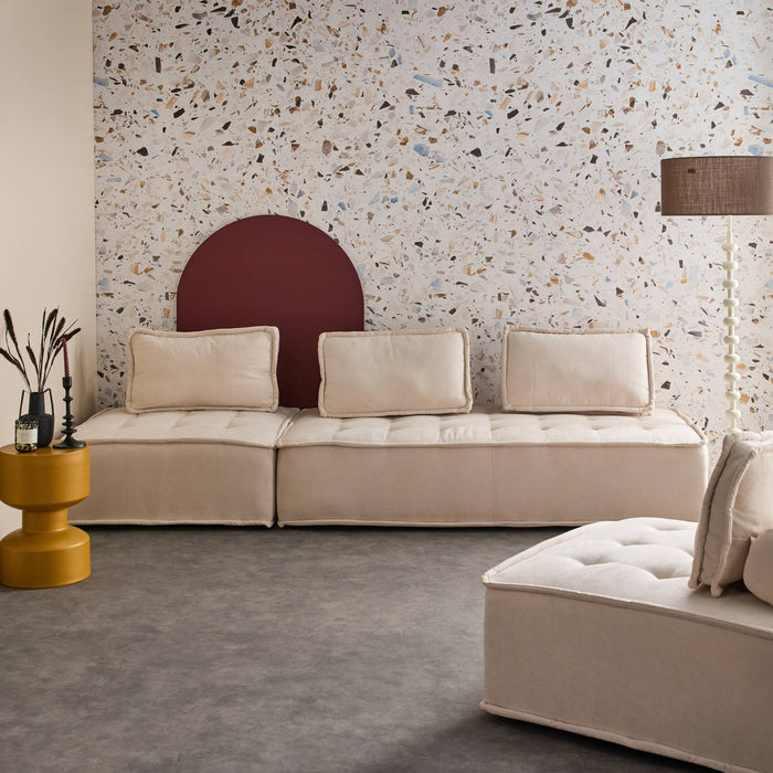 sweeek - Set van 2 fauteuils met 2-zitsbank in stof, met kussen