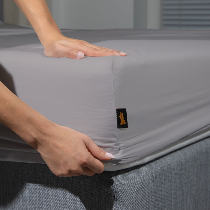 Superieur - Hoeslaken - Katoen - Grijs - 140x200cm