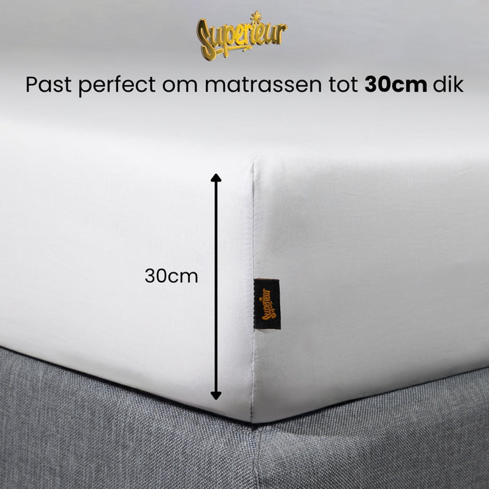 Superieur - Hoeslaken - Katoen - Wit - 70x200cm
