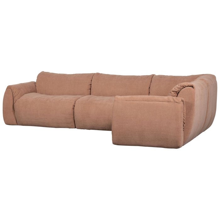 WOOOD Baggy Hoekbank Rechts - Geweven Chenille - Oud Roze - 81x396x214