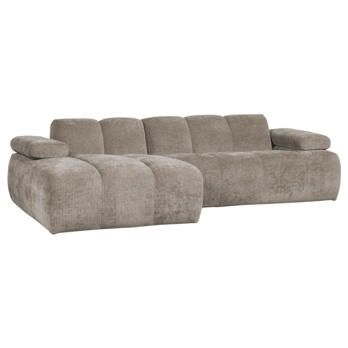 WOOOD Mojo Chaise Longue Bank Links - Geweven Ribstof - Donker Zand