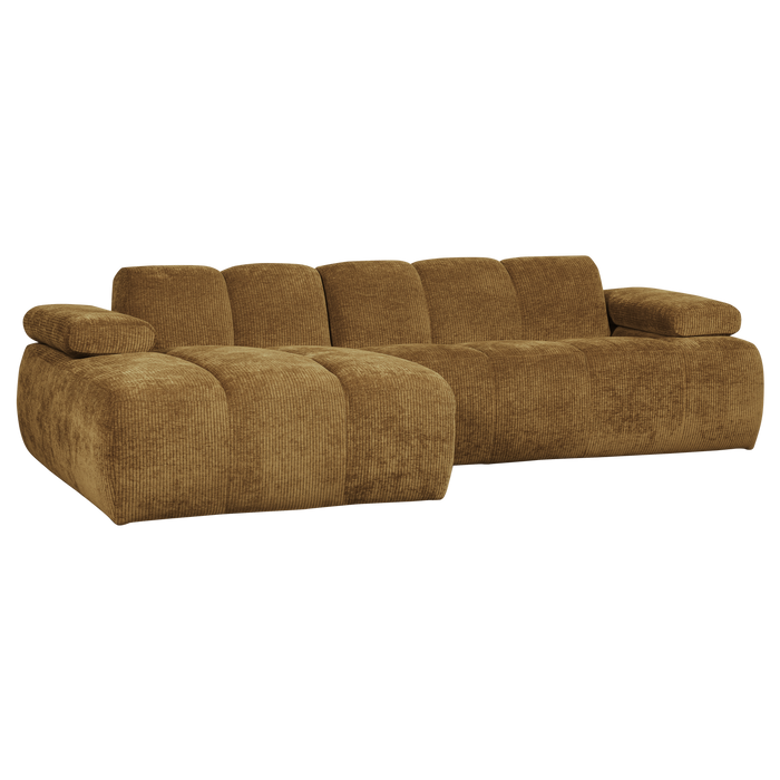 WOOOD Mojo Chaise Longue Bank Links - Geweven Ribstof - Honing Geel