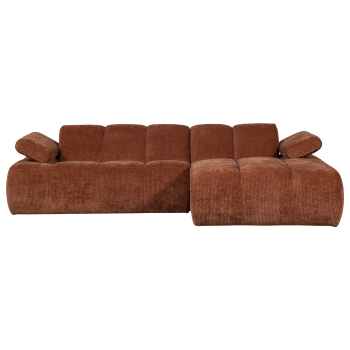 WOOOD Mojo Chaise Longue Bank Rechts - Ribstof - Roest Bruin