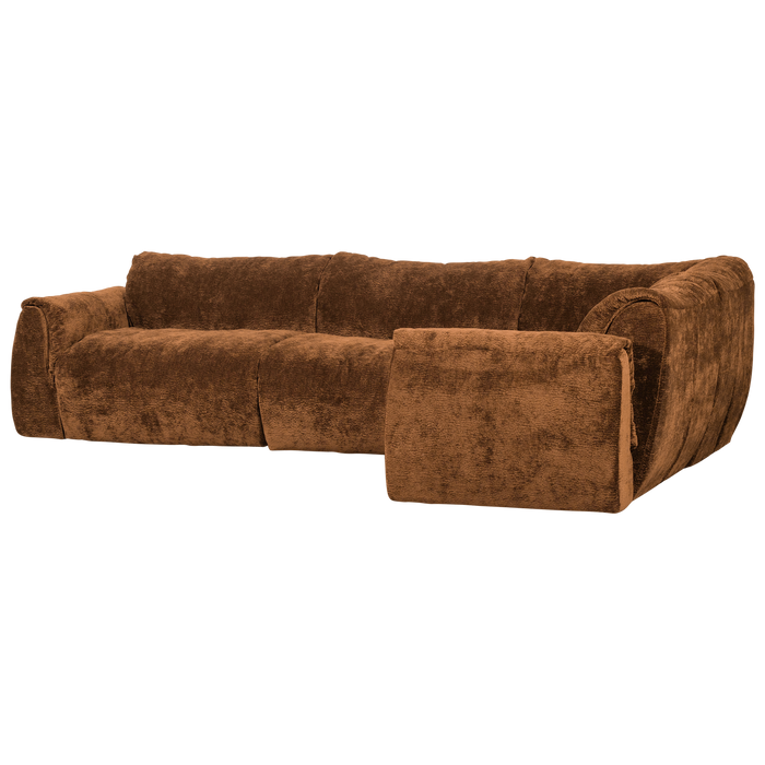 WOOOD Baggy Hoekbank Rechts - 3D Chenille - Midden Bruin - 81x396x214