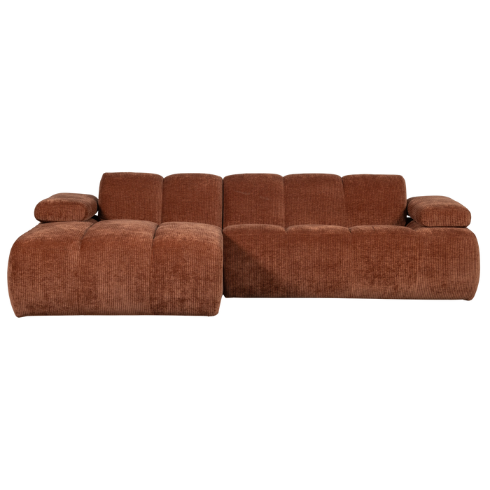 WOOOD Mojo Chaise Longue Bank Links - Geweven Ribstof - Roest Bruin