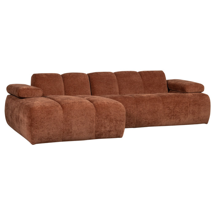 WOOOD Mojo Chaise Longue Bank Links - Geweven Ribstof - Roest Bruin