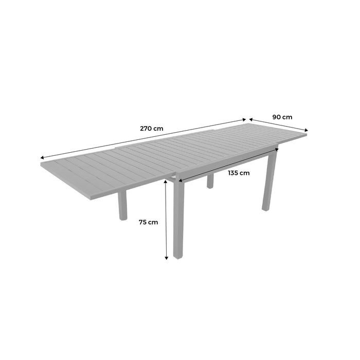 sweeek - Uitschuifbare tuintafel van aluminium, 8 plaatsen