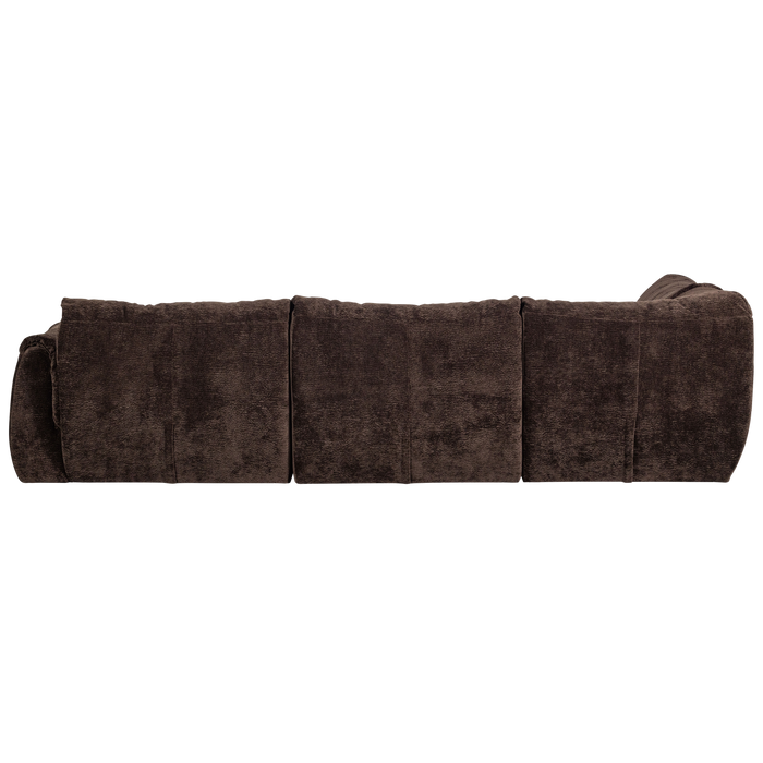 WOOOD Baggy Hoekbank Links - 3D Chenille - Donker Bruin - 81x301x210