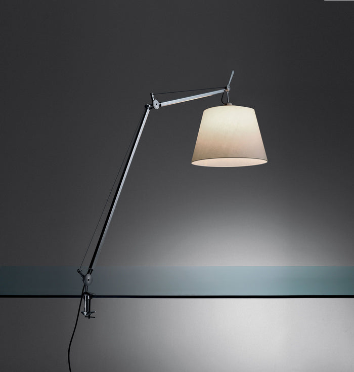 Artemide Tolomeo Mega klemlamp LED met snoerdimmer perkament 32 cm