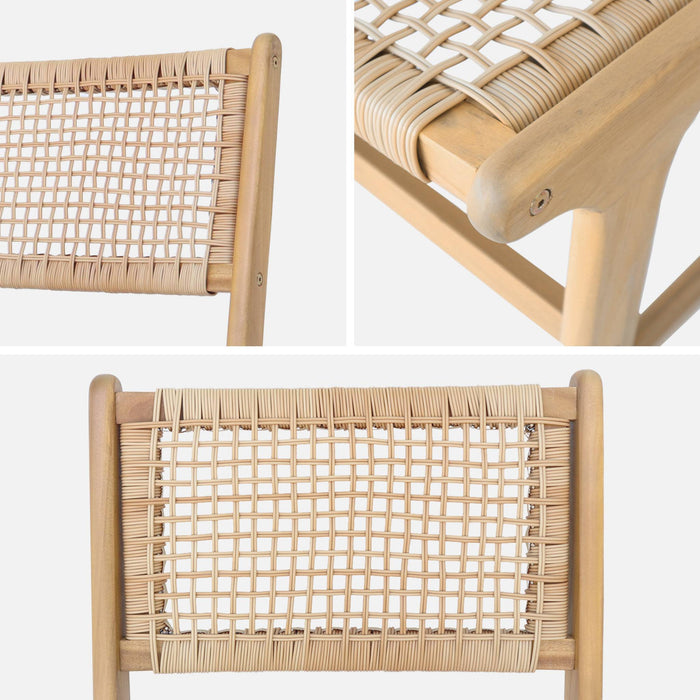 sweeek - Tuinstoel van riet en hout (set van 4)