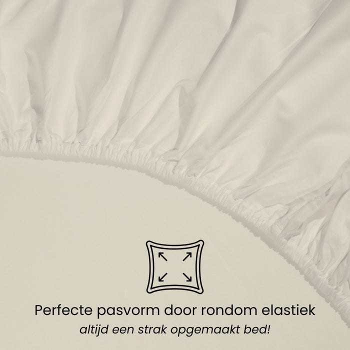 Superieur - Hoeslaken - Katoen - Crème - 80x200cm