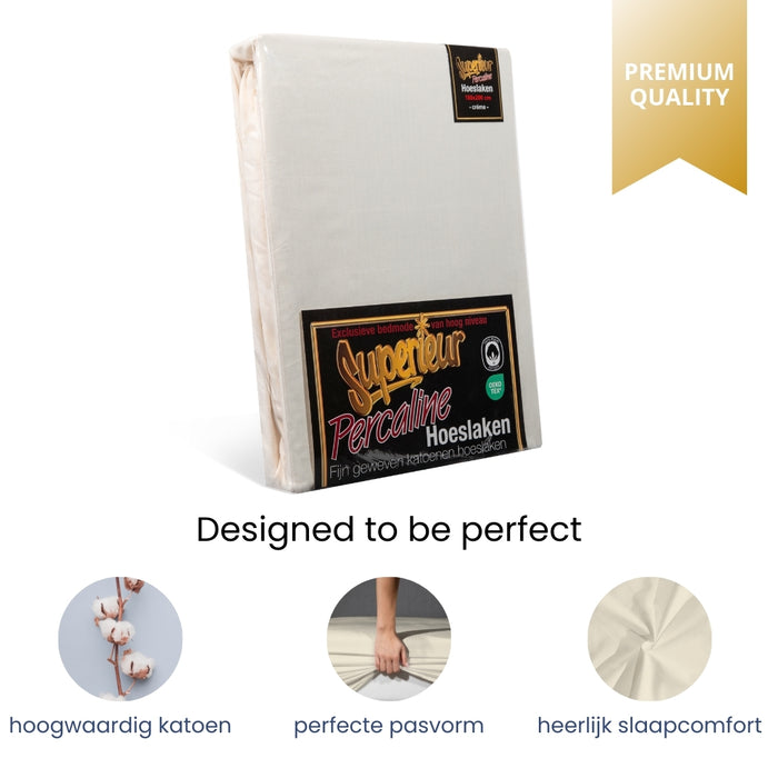Superieur - Hoeslaken - Katoen - Crème - 80x200cm
