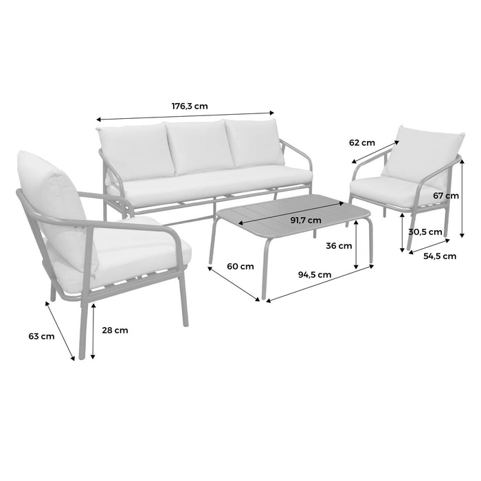 sweeek - Tuinset van staal, 5 zitplaatsen