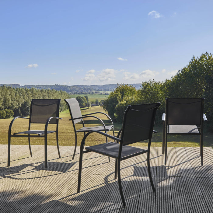 sweeek - Tuinstoel van aluminium en textilene (Set van 4)