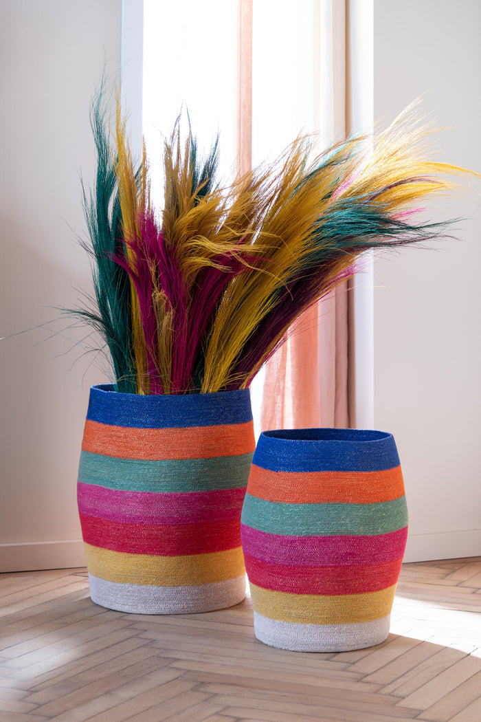 J-Line Set Van 2 Mand Regenboog Strepen Zeegras Mix