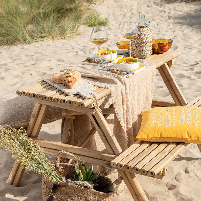 J-Line bank Picknick - bamboe|jute - naturel